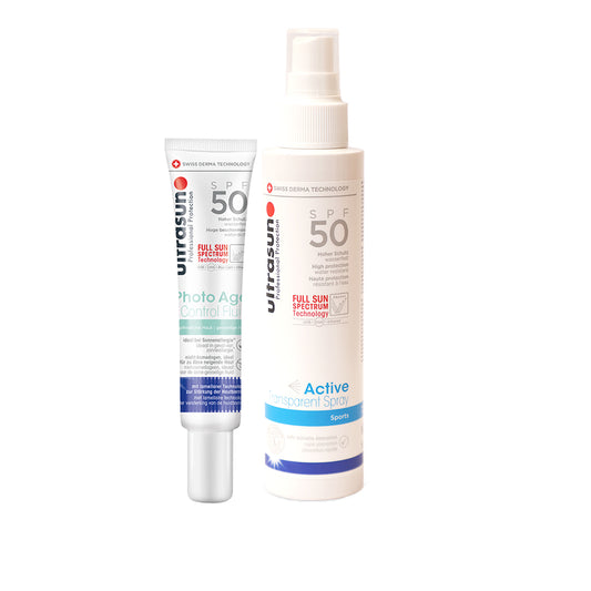 Ultrasun Active Transparent Spray  & Photo Age Control Fluid Sensitive Skin Combo