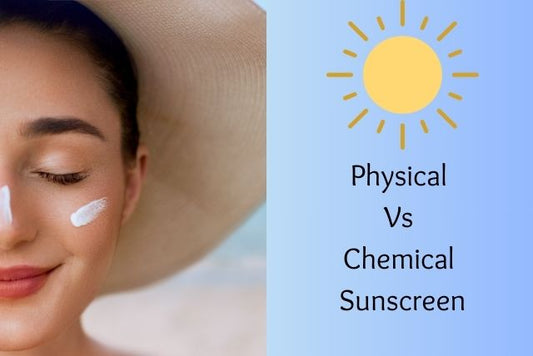lady showing physical and chemical sunscreens