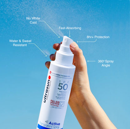 Ultrasun Active Transparent Sports Spray Sunscreen SPF 50 PA++++ | 150 ml